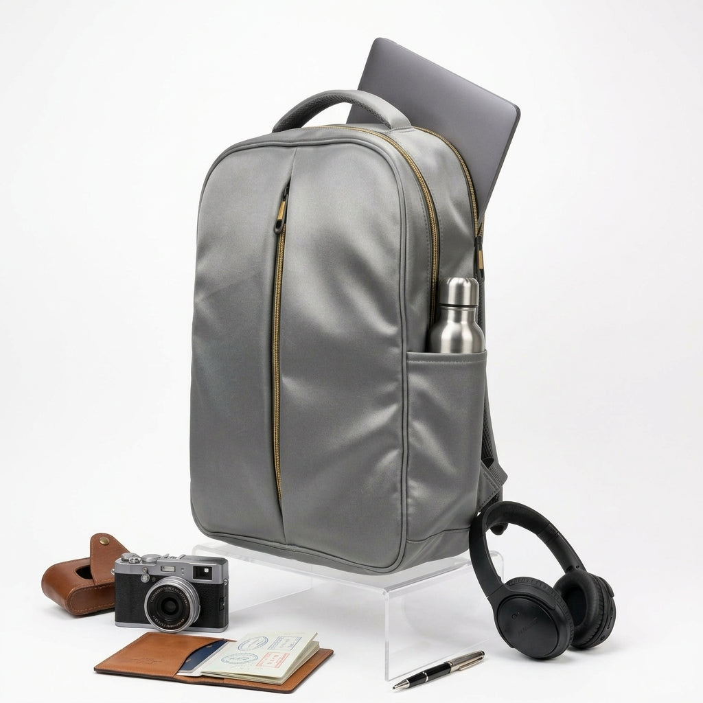 PU Leather Backpack - Grey